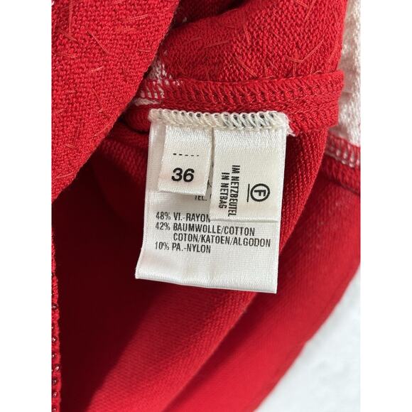 Escada Knit Top Size S Red American Flag Rayon Blend Stars Stripes Sleeveless - Picture 10 of 11